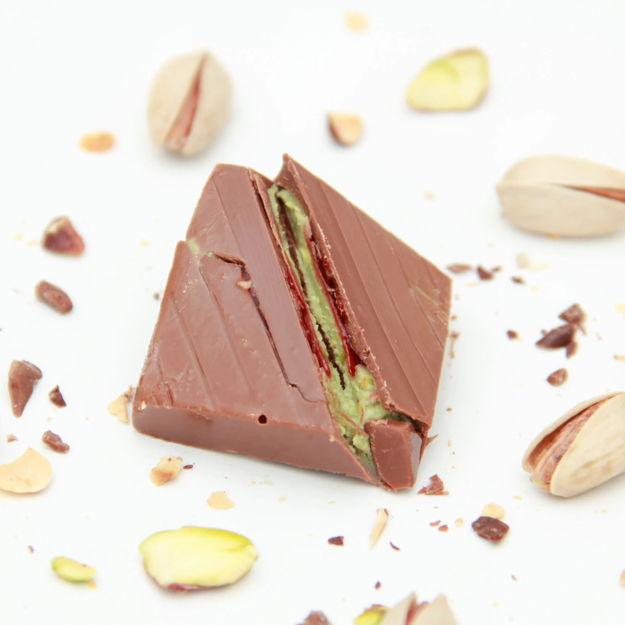 Milk Chocolate Rosewater with Pistachios