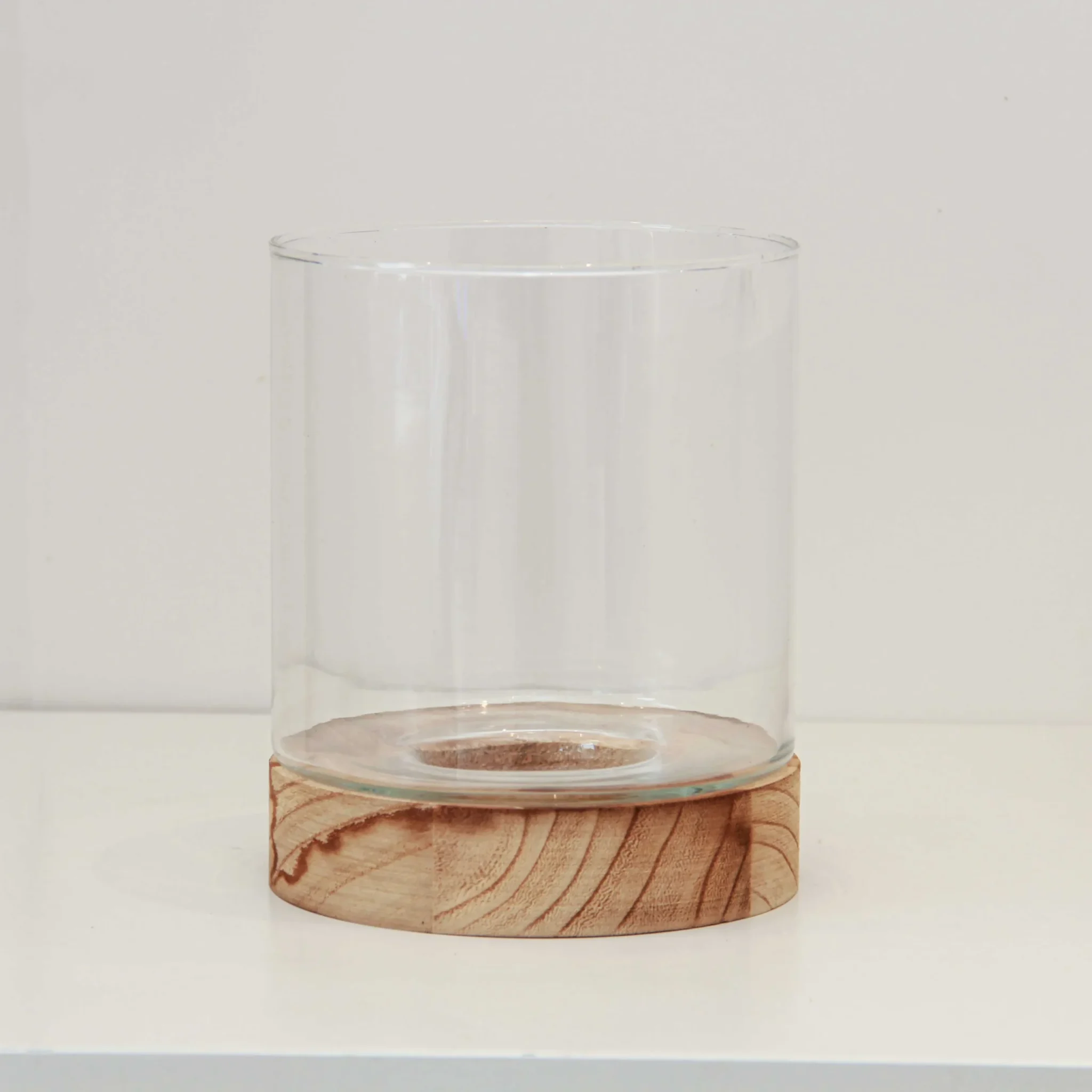 Glass Vase with Wooden Base V30