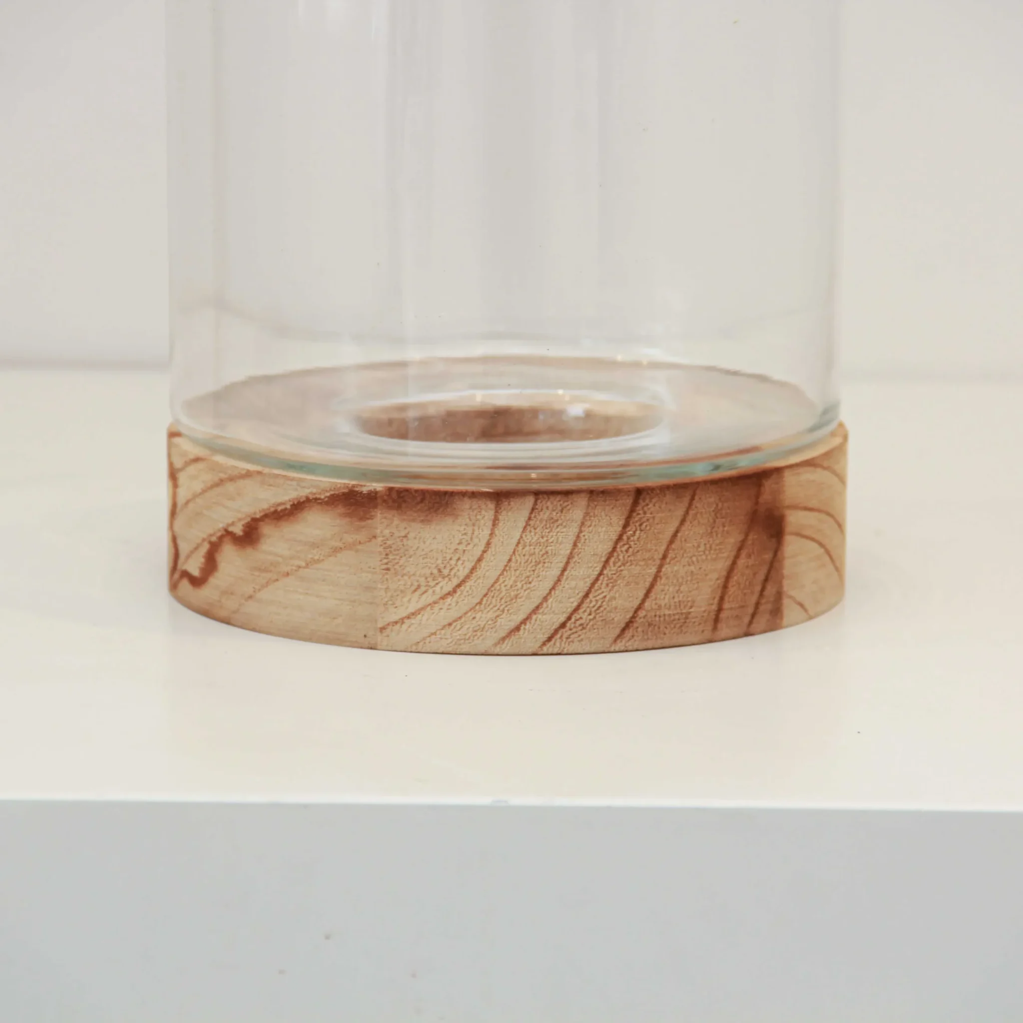 Glass Vase with Wooden Base V30