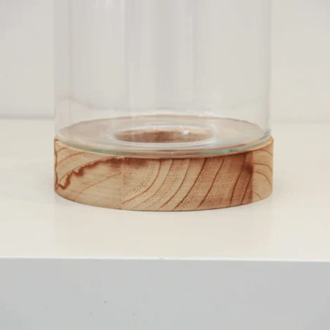 Glass Vase with Wooden Base V30 - Image 2