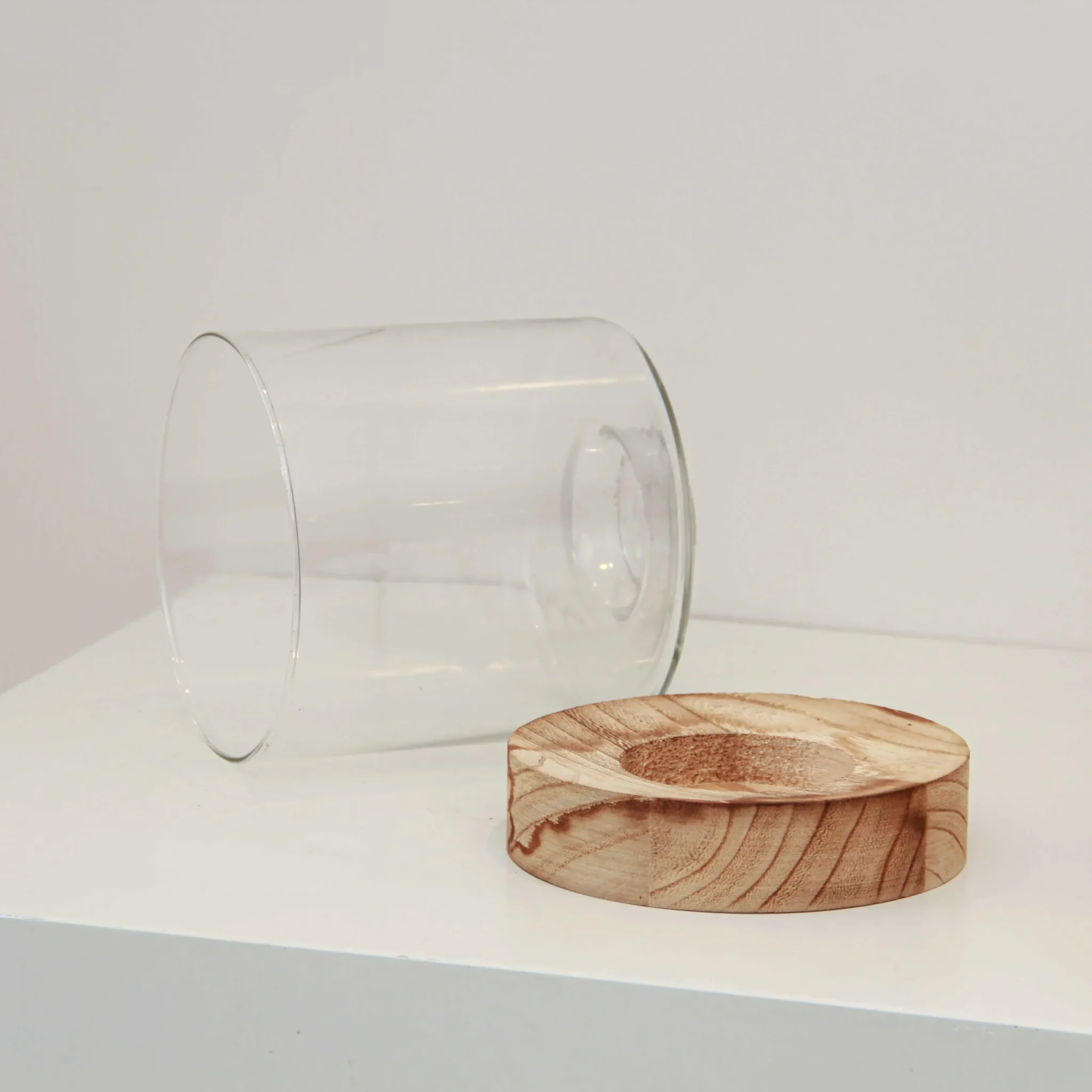 Glass Vase with Wooden Base V30